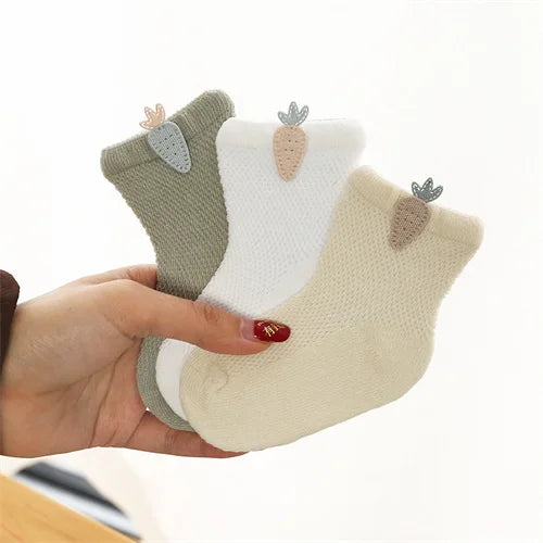 3Pairs/set Baby Girls Boys Socks Newborn Summer Mesh Thin Infant Socks for Girls Cotton Solid Casual Toddler Sock Age for 0-5Y