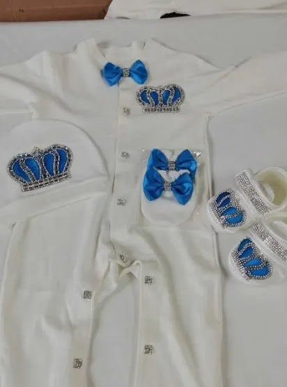 4pcs Take me Home Romper Set Baby Blanket Hat Gloves Shoes Set 39 week Pregnant Woman Photographyh Royal Crown Jewelry Suit