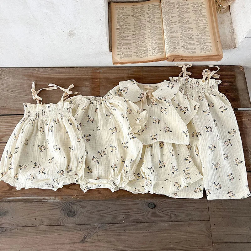 Korean Style Children Clothing Set Short Sleeved Cotton Printed T-Shirt+Shorts Newborn Baby Girls Clothing Suit For Summer