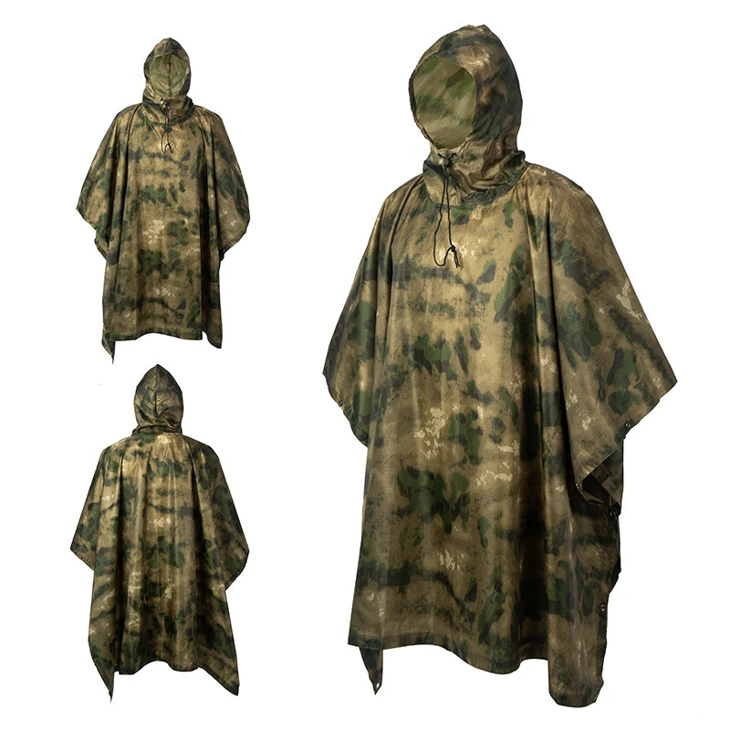 Men's Military Waterproof Zipper Camo Raincoat, Waterproof Rain Coat, Men's Raincoat, Women's Raincoat, Awning, Motorcycle Rain Poncho