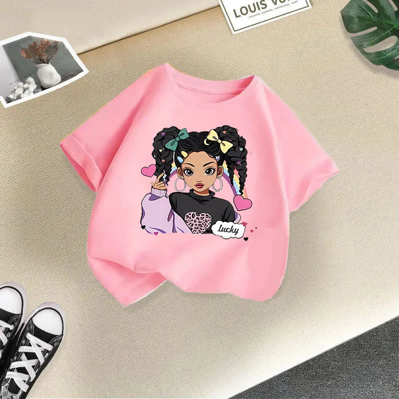 Girls Short-sleeved Children's T-shirt Summer New Style Casual Children's Top Girls Summer Fashion Kids Clothes