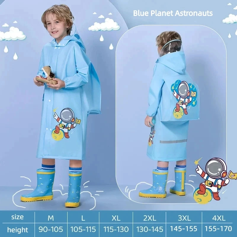 Children's Raincoat, Kids Waterproof Rain Poncho, Full Coverage, High-Quality Raincoat, Student Boys Girls Backpack Travel Rainwear