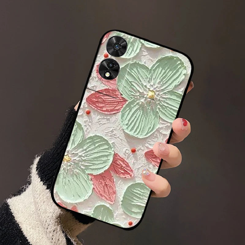 For TCL 50 5G Case, 505, 50 SE Fashion Cartoon Flowers Soft TPU Silicone Phone Cover for TCL 50 XE Nxtpaper Shockproof Coque Fundas