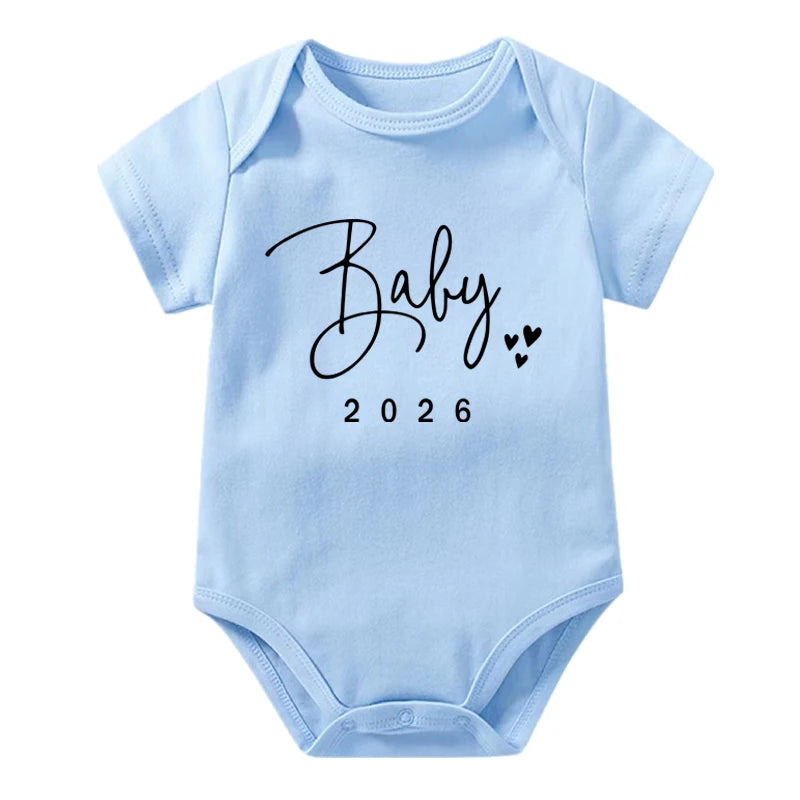 Coming Soon 2026 Baby Announcement Clothes Cotton Newborn Baby Bodysuits Summer Boys Girls Romper Body Pregnancy Reveal Clothes