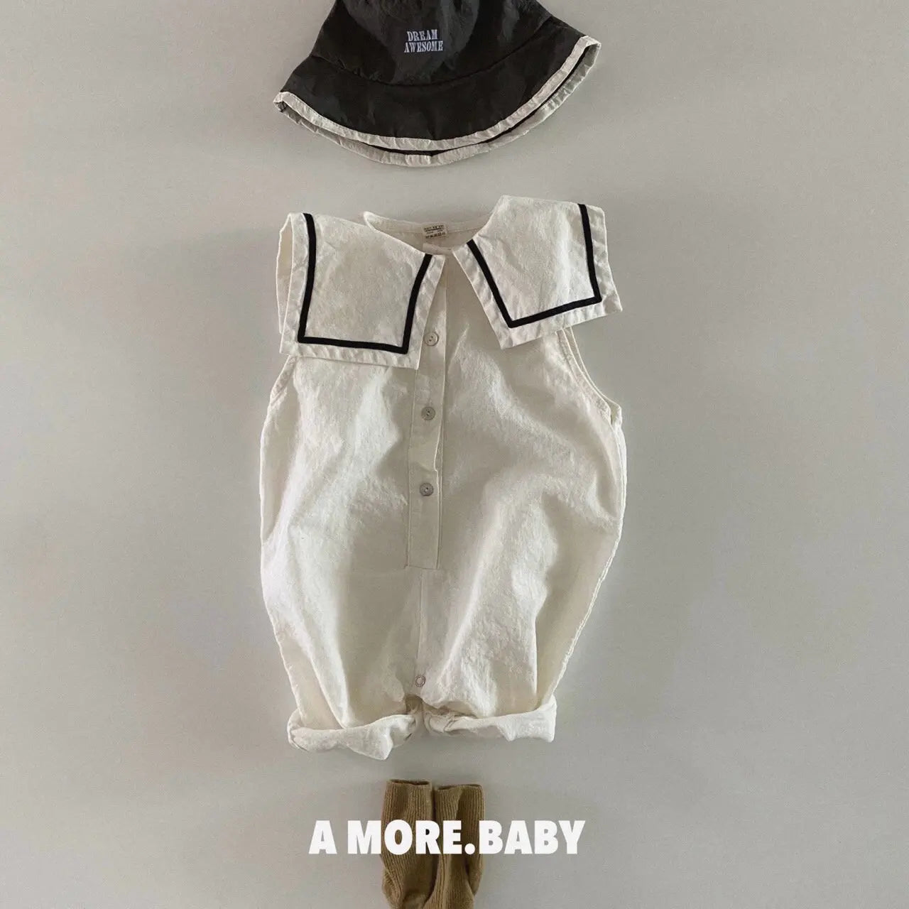 2025 Summer New Baby Boy Sleeveless Sailor Collar Romper Newborn Girl Navy Collar Jumpsuit Infant Toddler Loose Casual Clothes