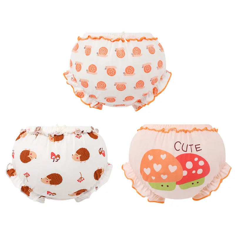 3 Piece/Lot 100%Cotton Baby Girl Panties Kids Infant Newborn Bow Underpants Wear Outside Fashion Shorts For Children Soft Briefs