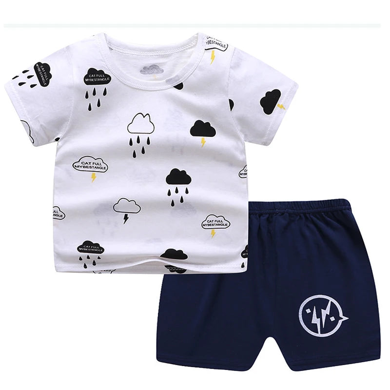 2024 Summer Boys Girls Clothes Set T-shirt+pants 2pcs Children's Clothing Fashion Pink Baby OutSet Newborn Baby Suit