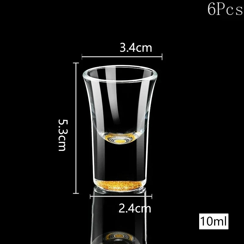 6Pcs Crystal Vodka Shot Glass 0.5oz Mini Size Gold Leaf Wine Glasses Spirits Japanese Sake Korean Soju Brandy Shot Cup