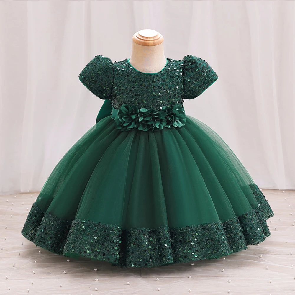 Toddler Girls 1st Birthday Clothes Bow Cute Baby Baptism Gown Kids Wedding Party Elegant Princess Vestidos Christmas Costume
