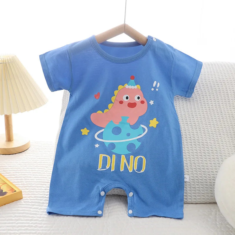 Infant Toddler Crawling Clothes Cotton Summer Boys Girls Thin Baby Short Sleeved Romper Suit Children's Onesie