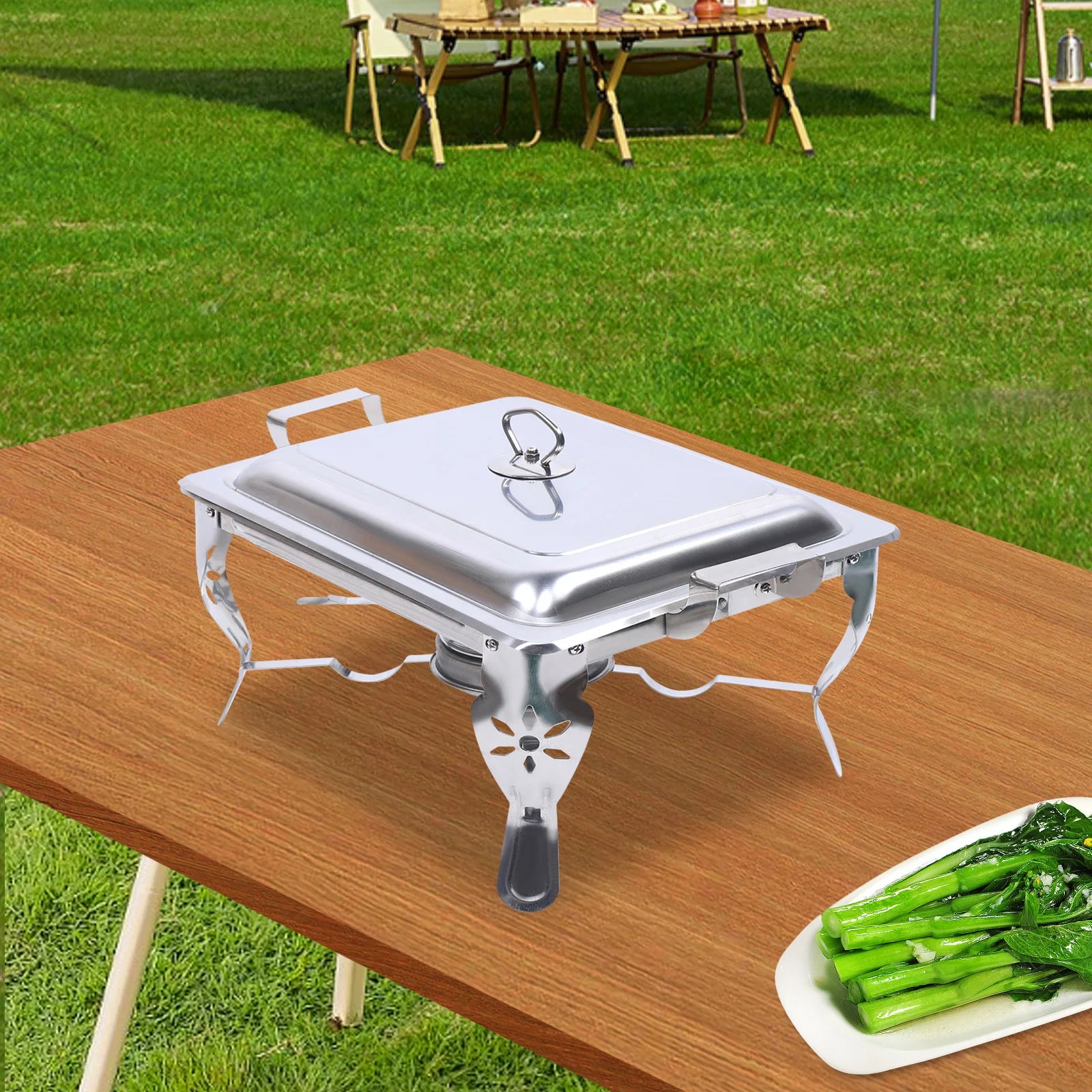 [6L Chafing Dish] 6L Stainless Steel Chafing Dish with Handle - for Banquet Catering - Heating Insulation Large Capacity