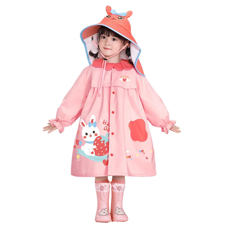 Rain and Shine Dual Use Girl Children's Raincoat Girl Kindergarten Children's Raincoat New Student Girl Baby Raincoat