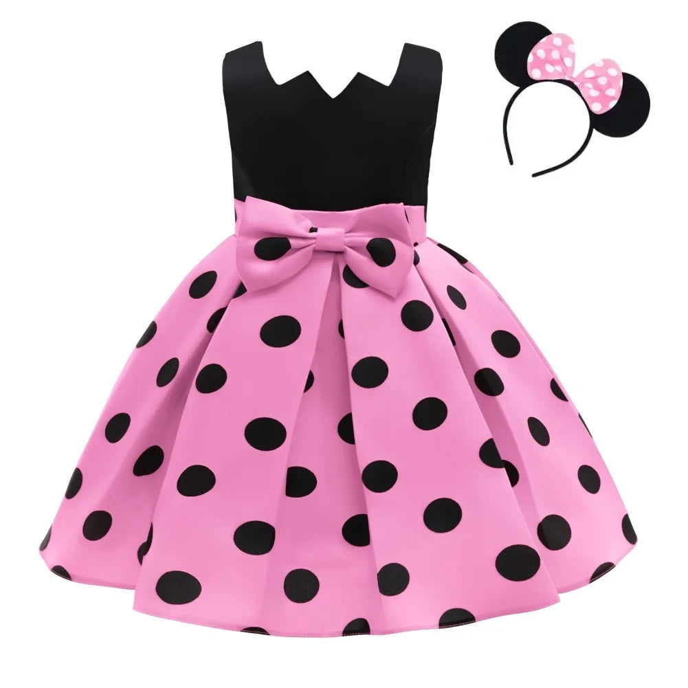 Girl Dresses Baby Girl Clothes Tutu Princess Dress+Minnie Mouse Ear Headband Cosplay Halloween Birthday Party Fancy Costume