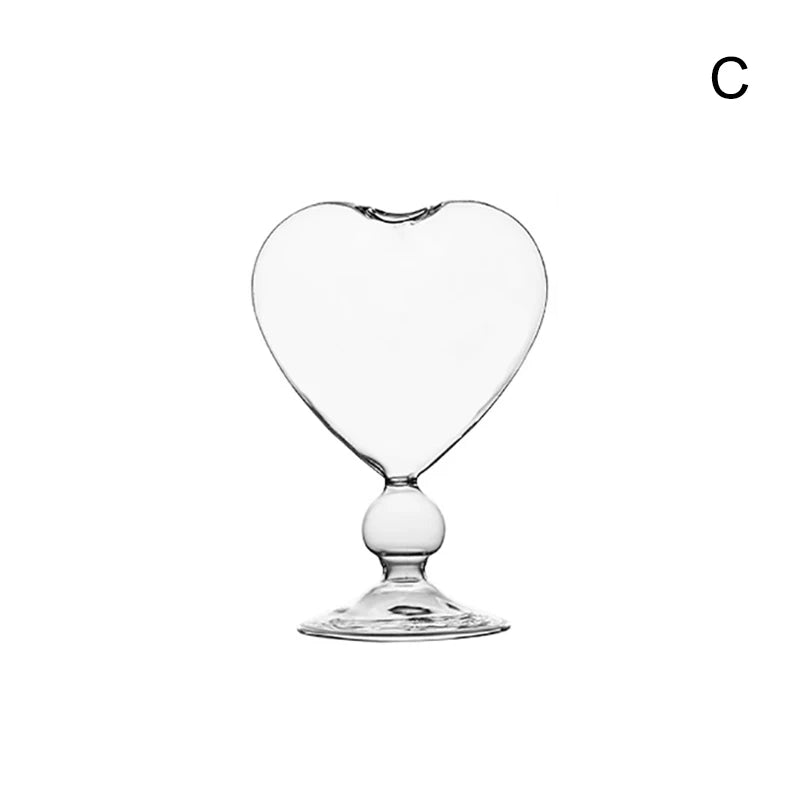 1Pc Creative Lovely Heart-shaped Cup Water Glass With Straw Glass Wine Juice Cup Club Drinkware Container Decoration