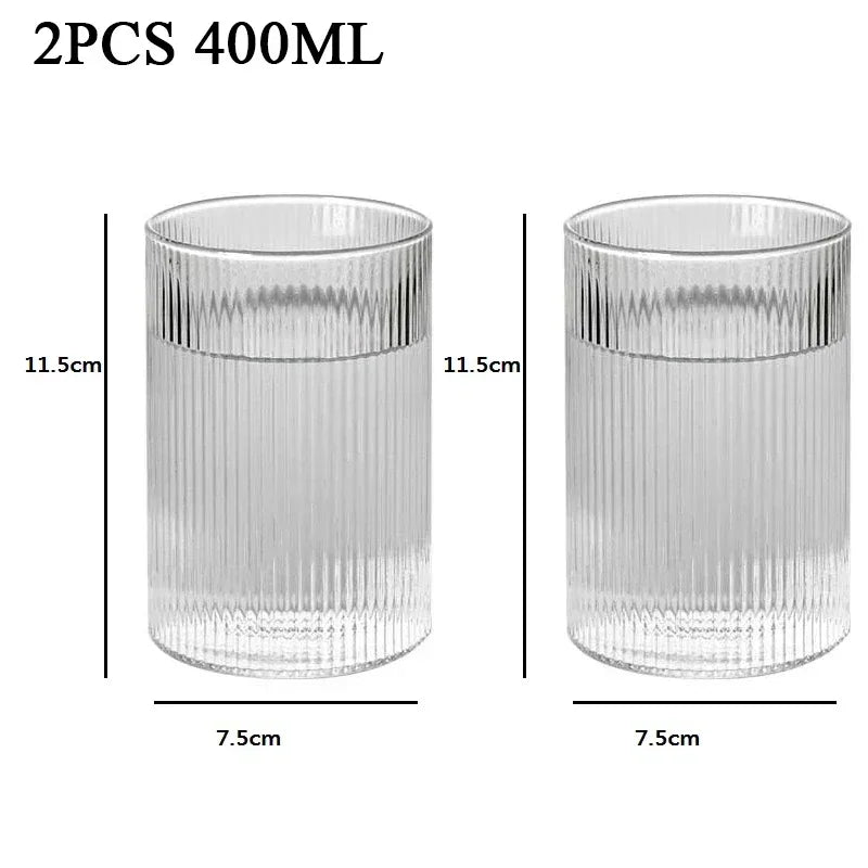 1/2/4/6pcs Vertical Pattern Cup Creative Japanese Glass Wine Juice Drink Coffee Handmade Clear Drinkware Shot Glasses Whiskey
