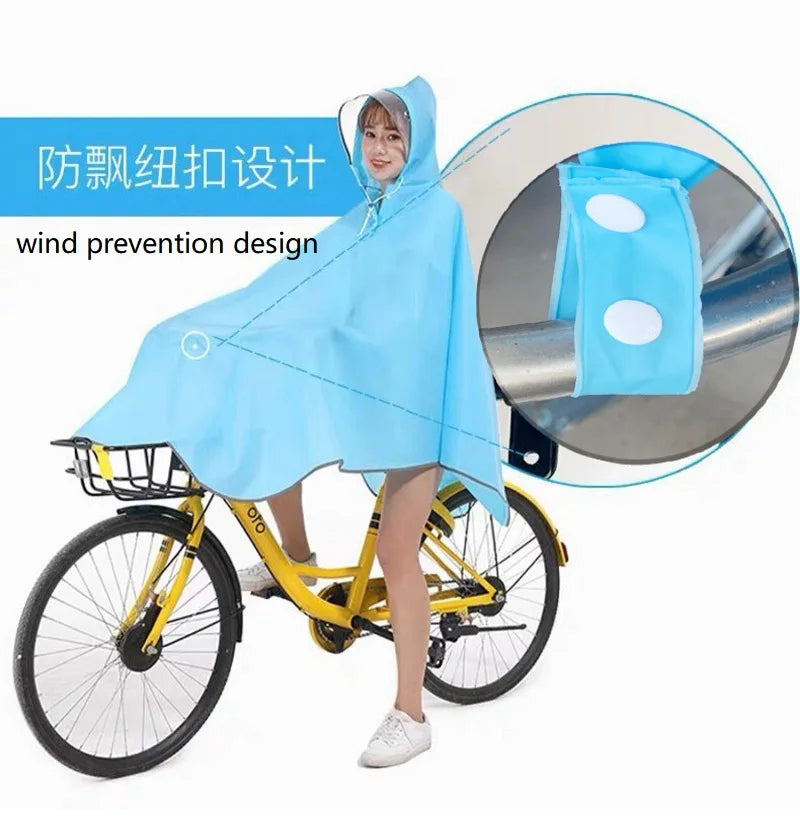 EVA Raincoat For Bicycle Cycling Poncho Bagpack Design Adult Rainwear Transparent Reflective Strip Wind-resistant Raincoat