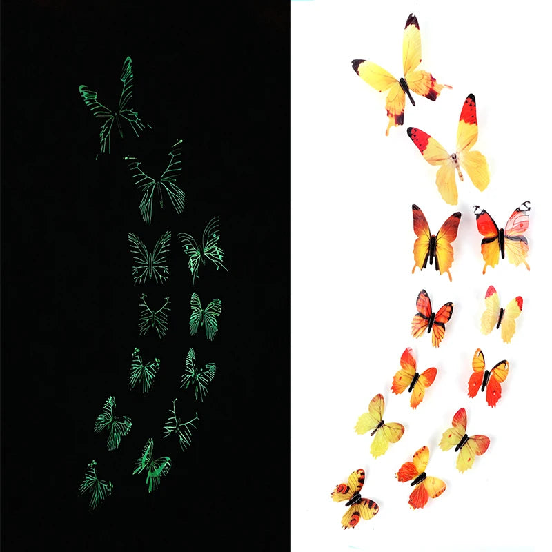 3D Luminous Butterfly Wall Stickers Creative Glow in The Dark Butterflies Wall Decals Wallpaper for Living Room Bedroom Decor