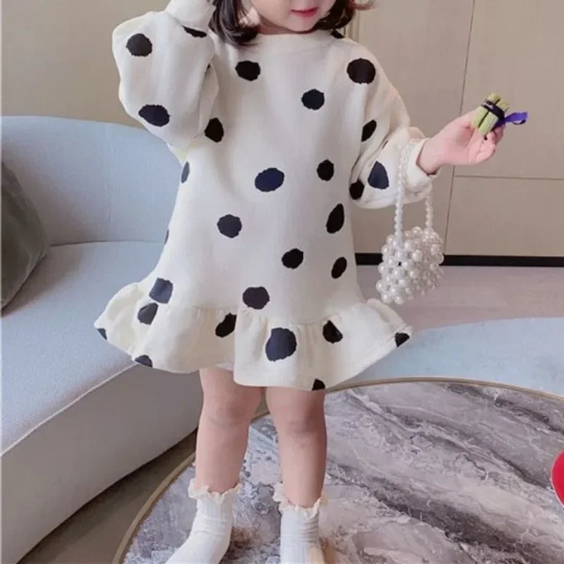Girls' Dress Cartoon Strawberries Autumn New Korean Girls' Splicing Pleated Dress Printed Baby Kids Casual Clothes