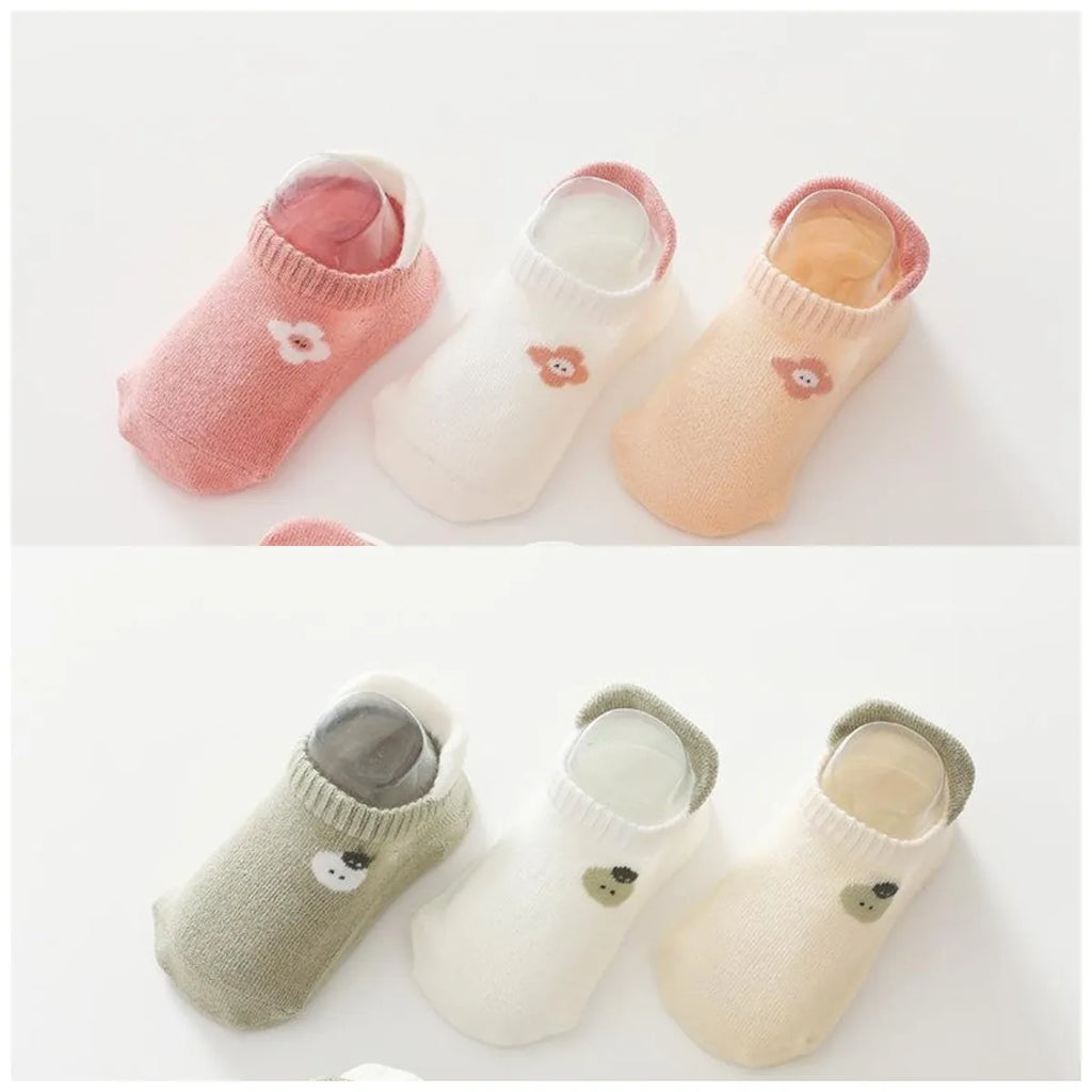 5Pairs/lot 2024 New 0-5Years Anti-slip Non Skid Ankle Socks With Grips For Baby Toddler Kids Boys Girls All Seasons Cotton Socks