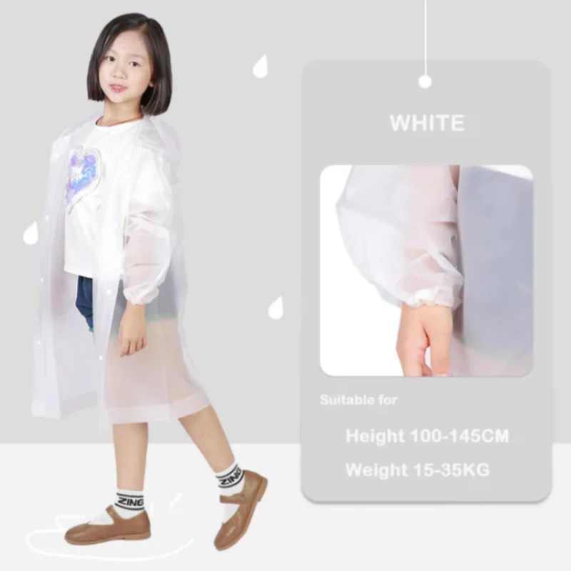 EVA Thickened Children's Raincoat, Reusable, Transparent, Fashionable, Hooded, for Girls and Boys, Outdoor Tour, Cute Raincoat