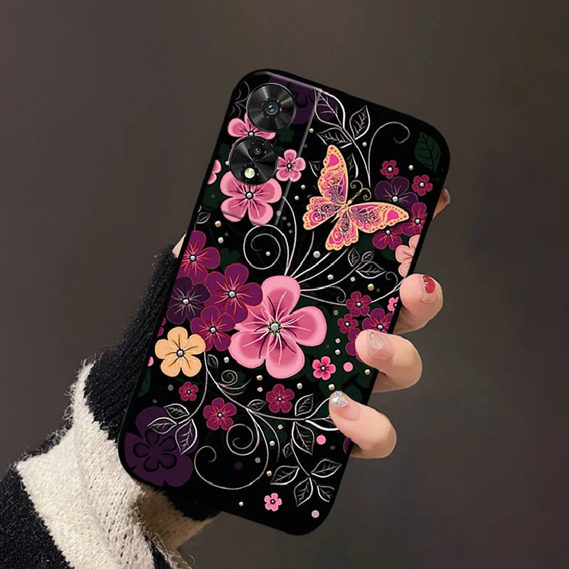 For TCL 50 5G Case, 505, 50 SE Fashion Cartoon Flowers Soft TPU Silicone Phone Cover for TCL 50 XE Nxtpaper Shockproof Coque Fundas