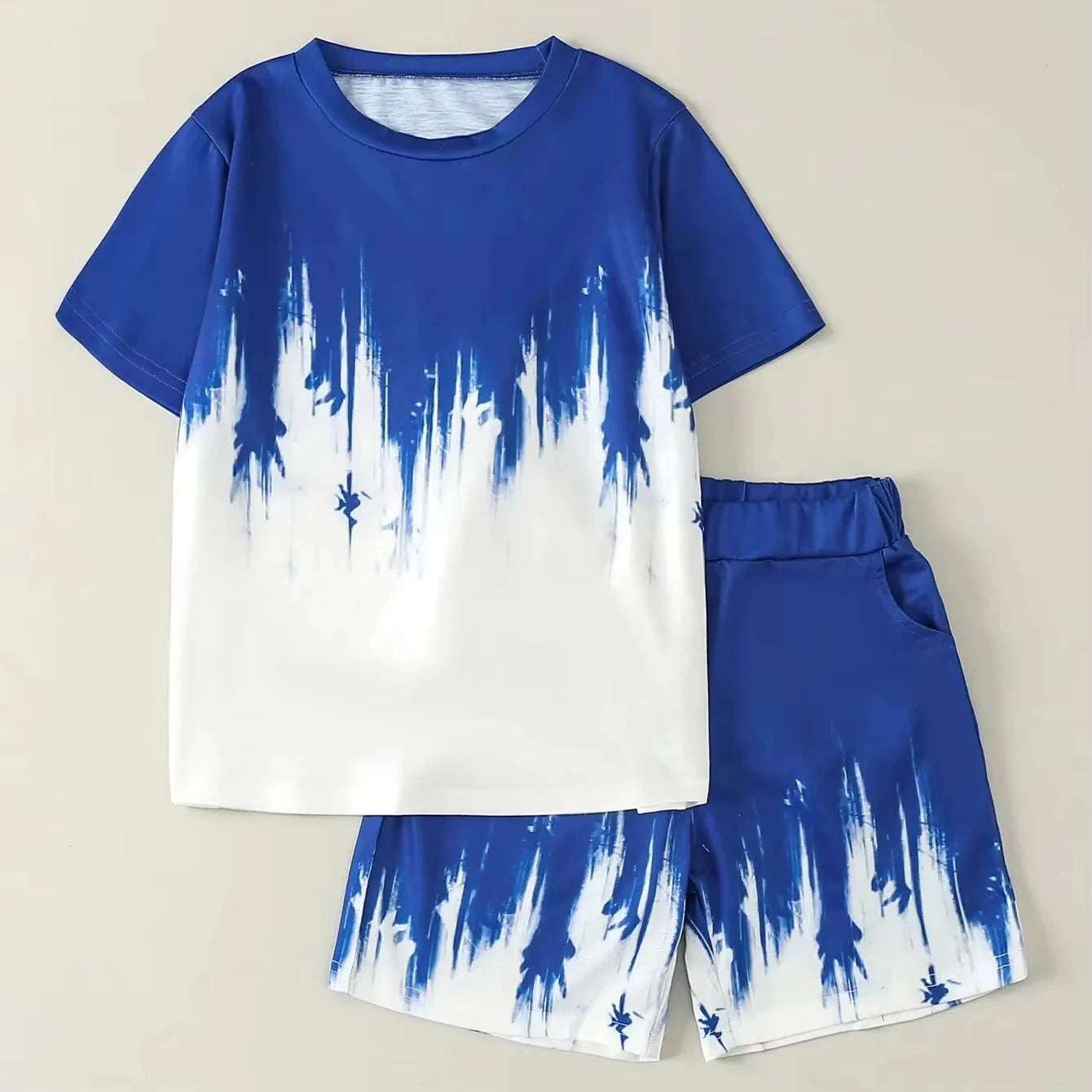 Sets for Children Boys' 3D Letter Graffiti Printed Short-Sleeved Shorts Two-Piece Suit Casual Sports Style Sets Girl Clothing