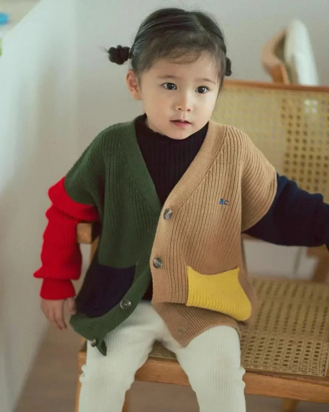 2025 Children's Autumn/Winter INS Style Girls' Cartoon Color Blocked Pullover Vest Cardigan Boys' Single Breasted Knint Sweater