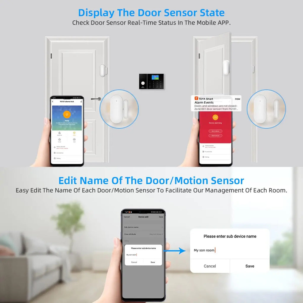 PGST TUYA Home Alarm System Smart Life APP Work Alexa Google WIFI 4G Wireless Safe Security for House 433MHz