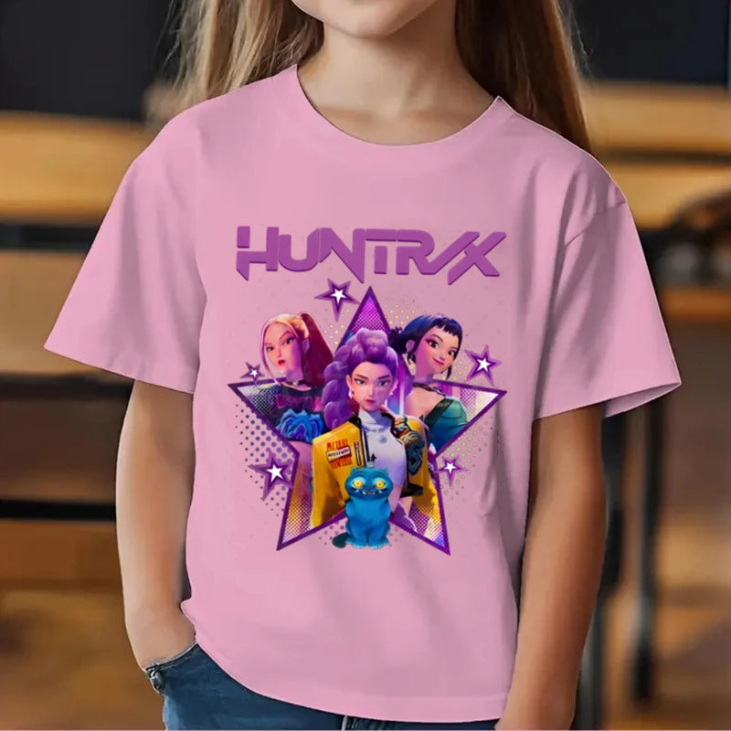 KPop Demon Hunters Kids T-shirt Baby Girls Clothes Fashion Casual Tops 2025 Movie Cotton T Shirt Fans Gift Children's Clothing