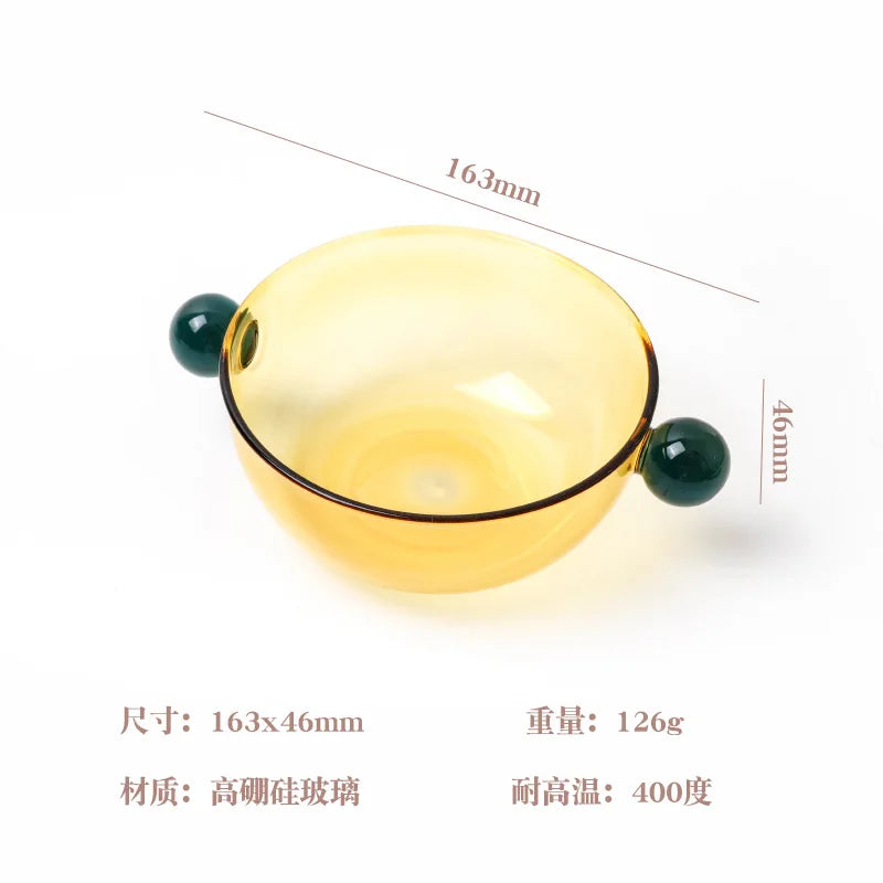 Round Bowl Goblet Dessert Glass Mug S-shaped Cup Stem Ice Cream Bowl Cup Milkshake Dessert Cup Colored Borosilicate Glass