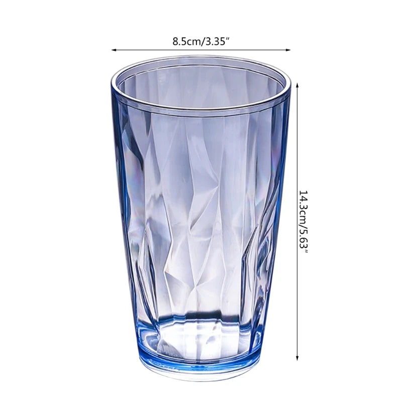 Y1UD Shatterproof Acrylic Water Tumblers 490ml Unbreakable Drinking Glasses Reusable Beer Champagne Cup Dishwasher Safe