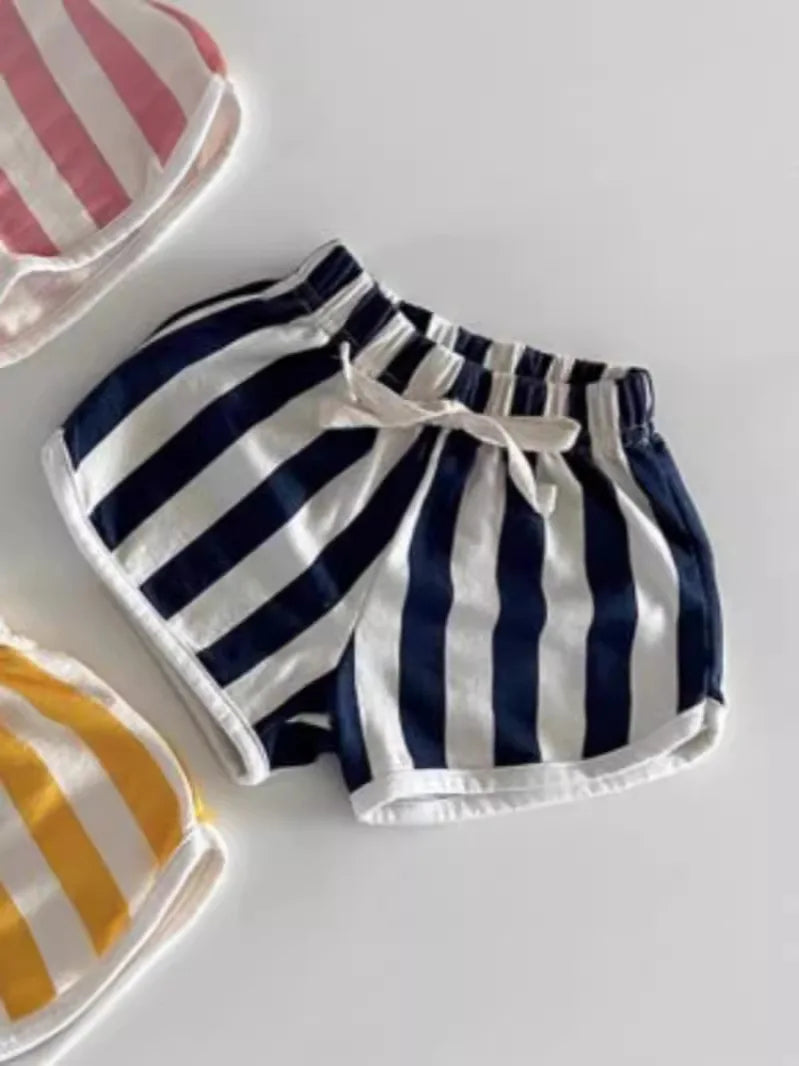 2025 Summer New Baby Cotton Shorts Candy Color Infant Boy Girl Striped Beach Shorts Toddler Casual Versatile Holiday Clothes