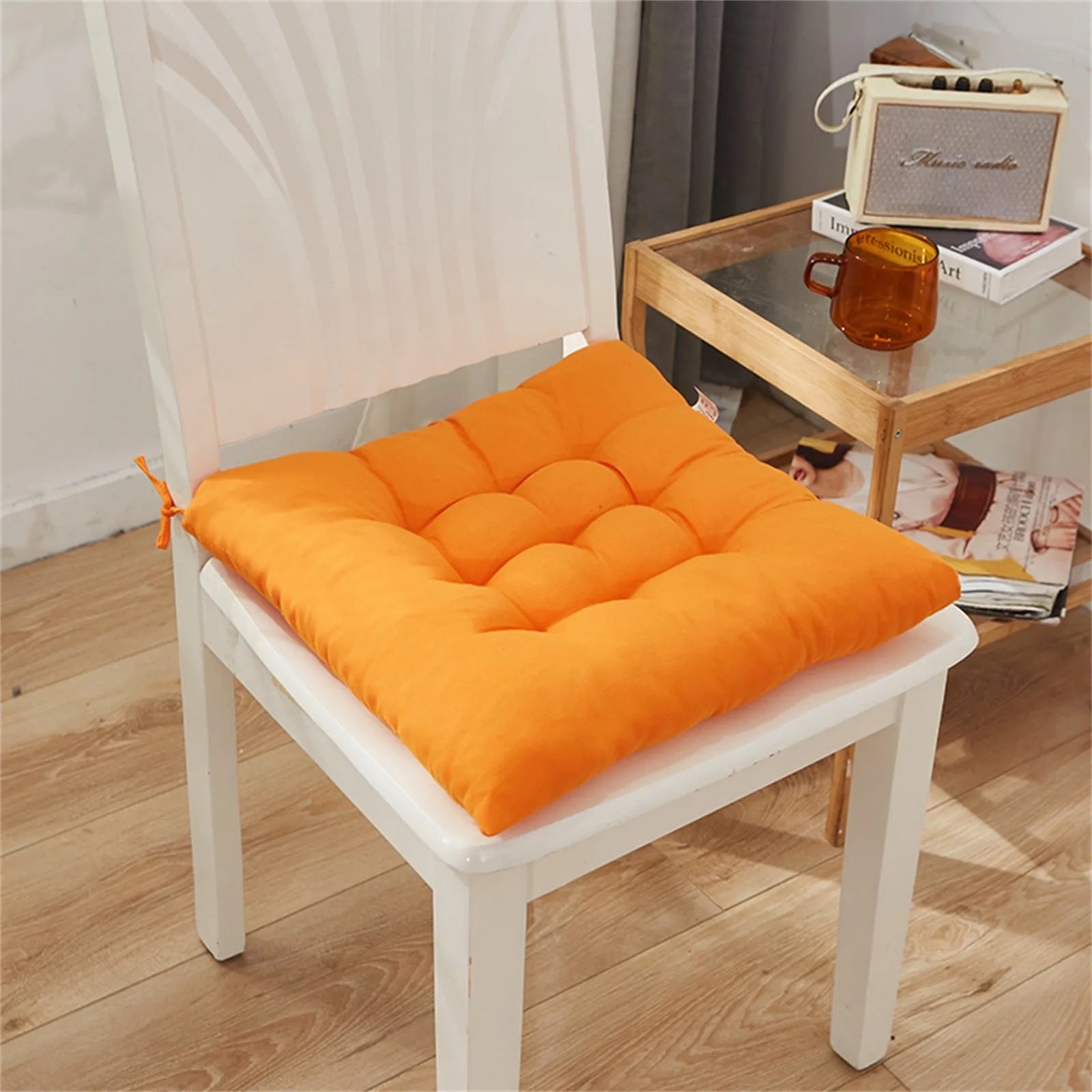 Solid Color Square Chair Soft Comfortable Seat Cushion Tie On Pillow Sofa Chair Decor Seat Cushion Student Chair Pad 40x40cm 쿠션