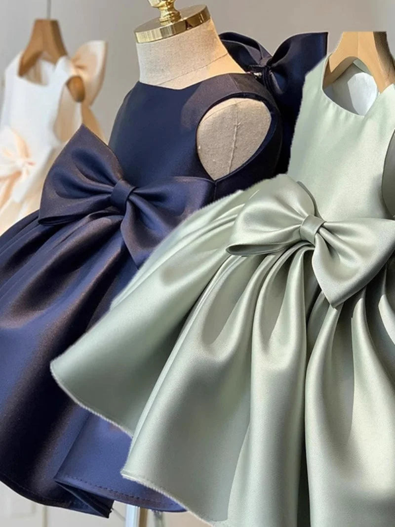 Girls Big Bow Princess Dresses Kids Sweet Tutu Baby Birthday Party Christening Gown Ball Children Baptism Clothes Vestidos