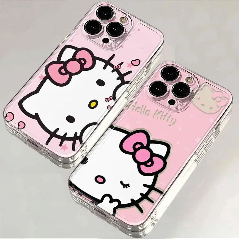 Cute Sanrio Biye's Hello Kitty Phone Case for IPhone 16 15 14 13 12 11 Pro Max 16E 7 8 14 Plus 13 Mini SE 2022 Cartoon Cover Y2K