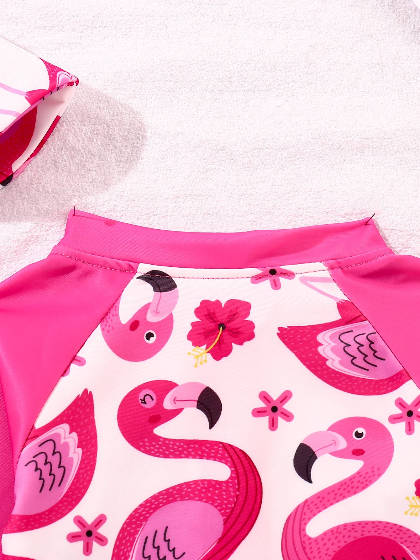 Baby Boys And Girls Cartoon Cute Full Printed Long Sleeved One-Piece Swimsuit + Swim Cap