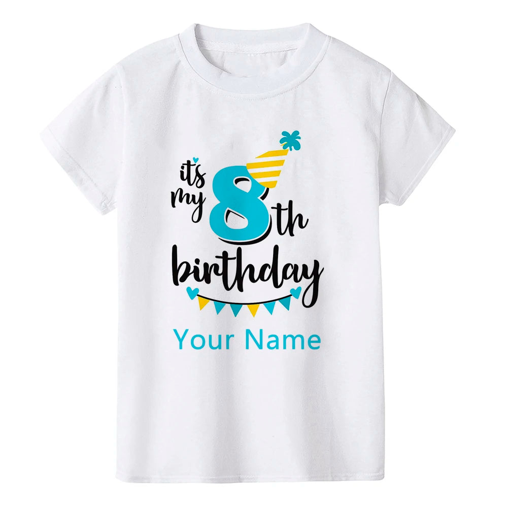 Boy Birthday Number Name Cartoon T Shirt Number 1 2 3 4 5 6 7 8 9 Graphic Kids Clothes Children Birthday T-shirts Funny Gift