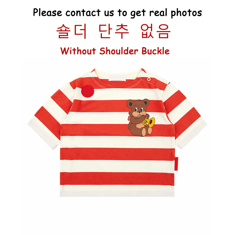 Summer Korean Children Clothes Set Bebe Girls Strawberry Print Vest Tee Boys Cartoon T-shirts Shorts Kid Sweatshirts Tee Pants