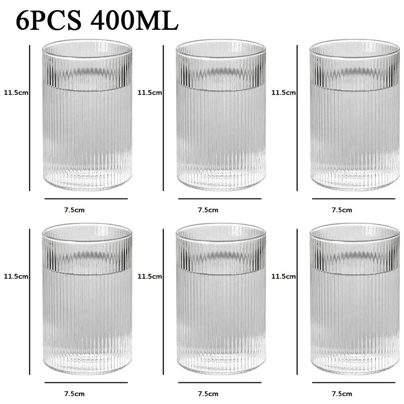 1/2/4/6pcs Vertical Pattern Cup Creative Japanese Glass Wine Juice Drink Coffee Handmade Clear Drinkware Shot Glasses Whiskey