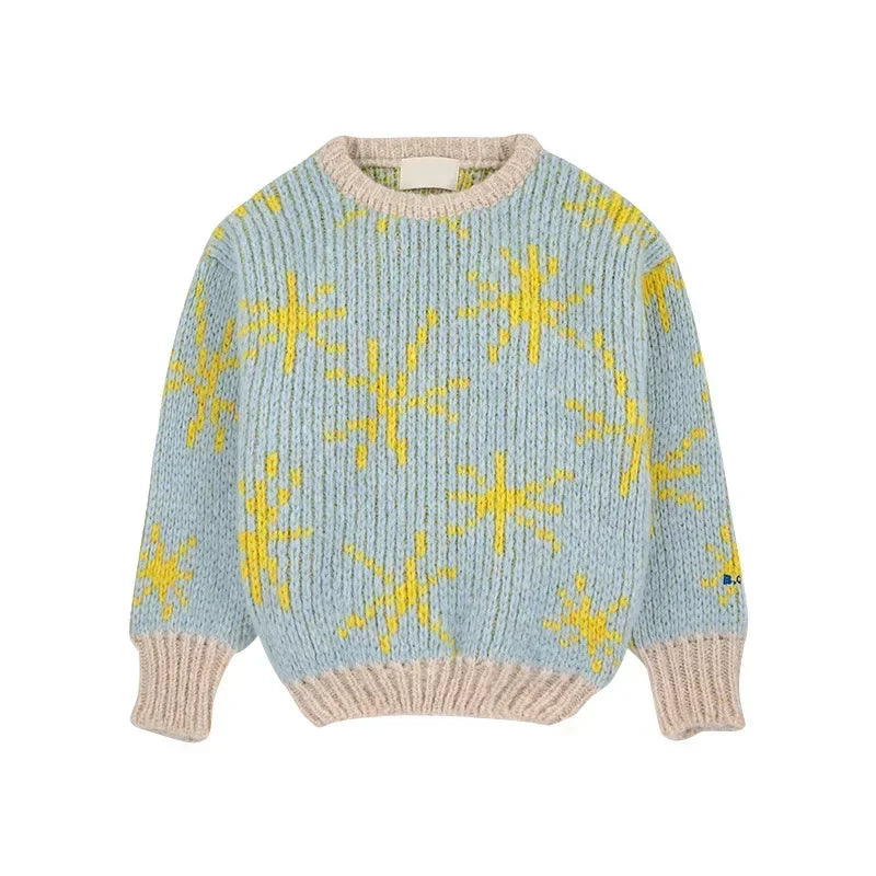 2025 Children's Autumn/Winter INS Style Girls' Cartoon Color Blocked Pullover Vest Cardigan Boys' Single Breasted Knint Sweater