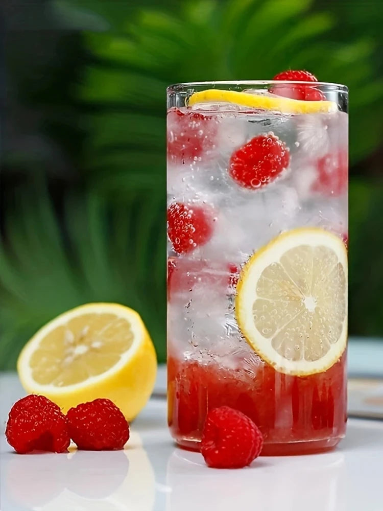 1/4Pcs Transparent glass Cups Juice Water Milk Drink Beer Mug Round And Long Design Suitable For Family Gathering Parties
