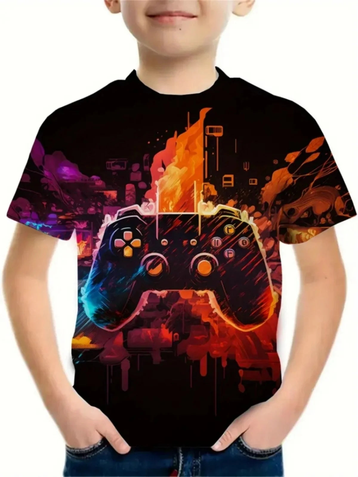 Casual Game Pattern Children's T-Shirt Boy Tops Baby Summer Short Sleeve Clothes Kids 3-12 Years Tees Novelty Children T-Shirt