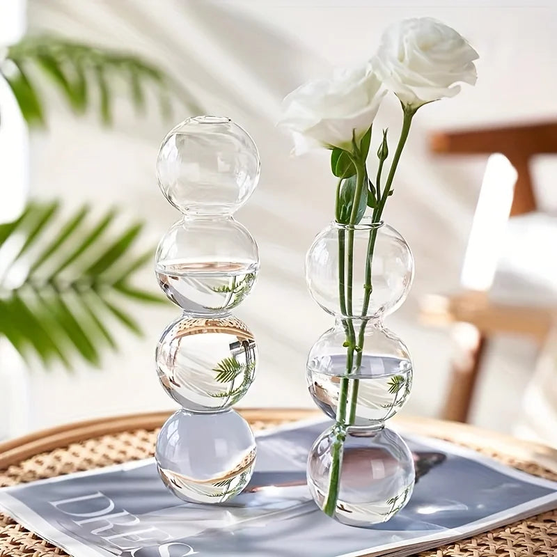 Clear Glass Bubble Hydroponic Vase Cute Style Unique Floral Vase Creative Globose Vase For Wedding Table Centerpieces Home Decor