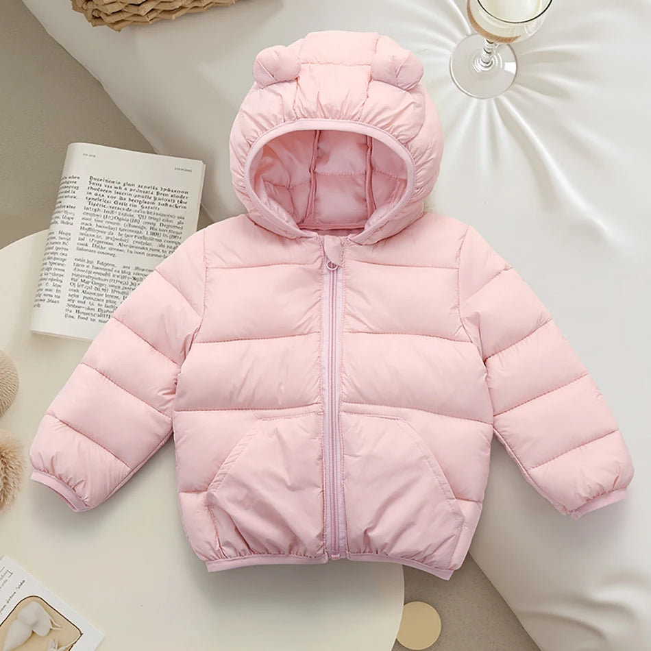 2025 Autumn Winter New Kids Leisure Hooded Down Jacket For Girls Parka Baby Boys Warm Coats Zipper Outerwear Children's Clothing