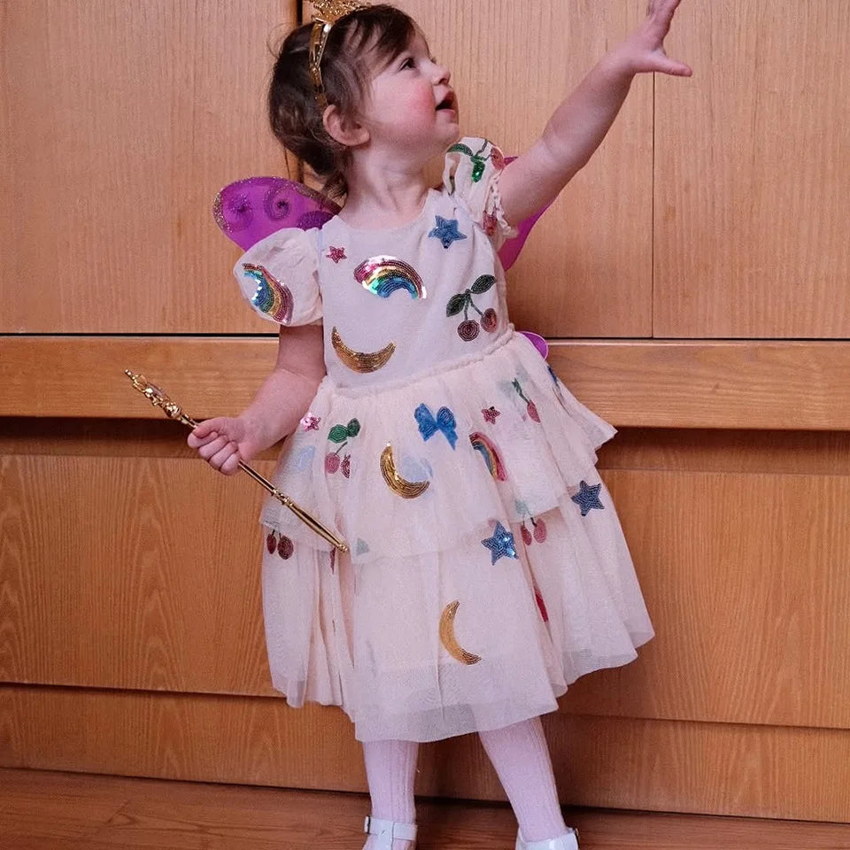 Konges Slojd Summer Baby Girls Princess Dress Kids Clothes Girl Mesh Sequins Dresses Children's Clothing Skirts Party Vestidos