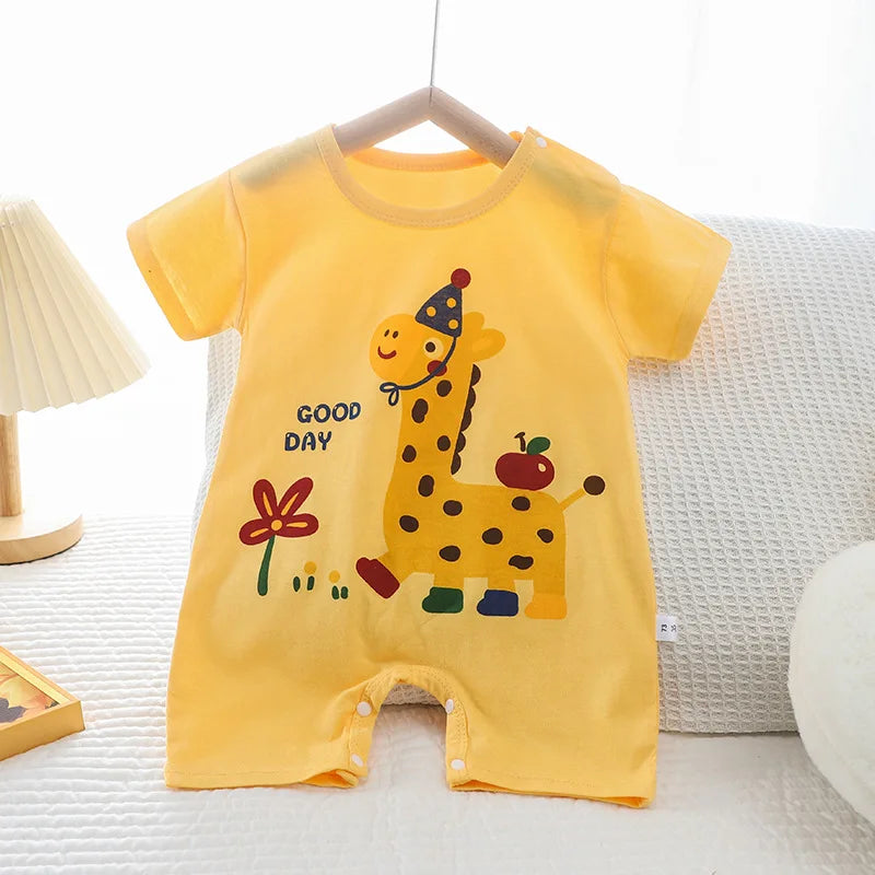 Infant Toddler Crawling Clothes Cotton Summer Boys Girls Thin Baby Short Sleeved Romper Suit Children's Onesie