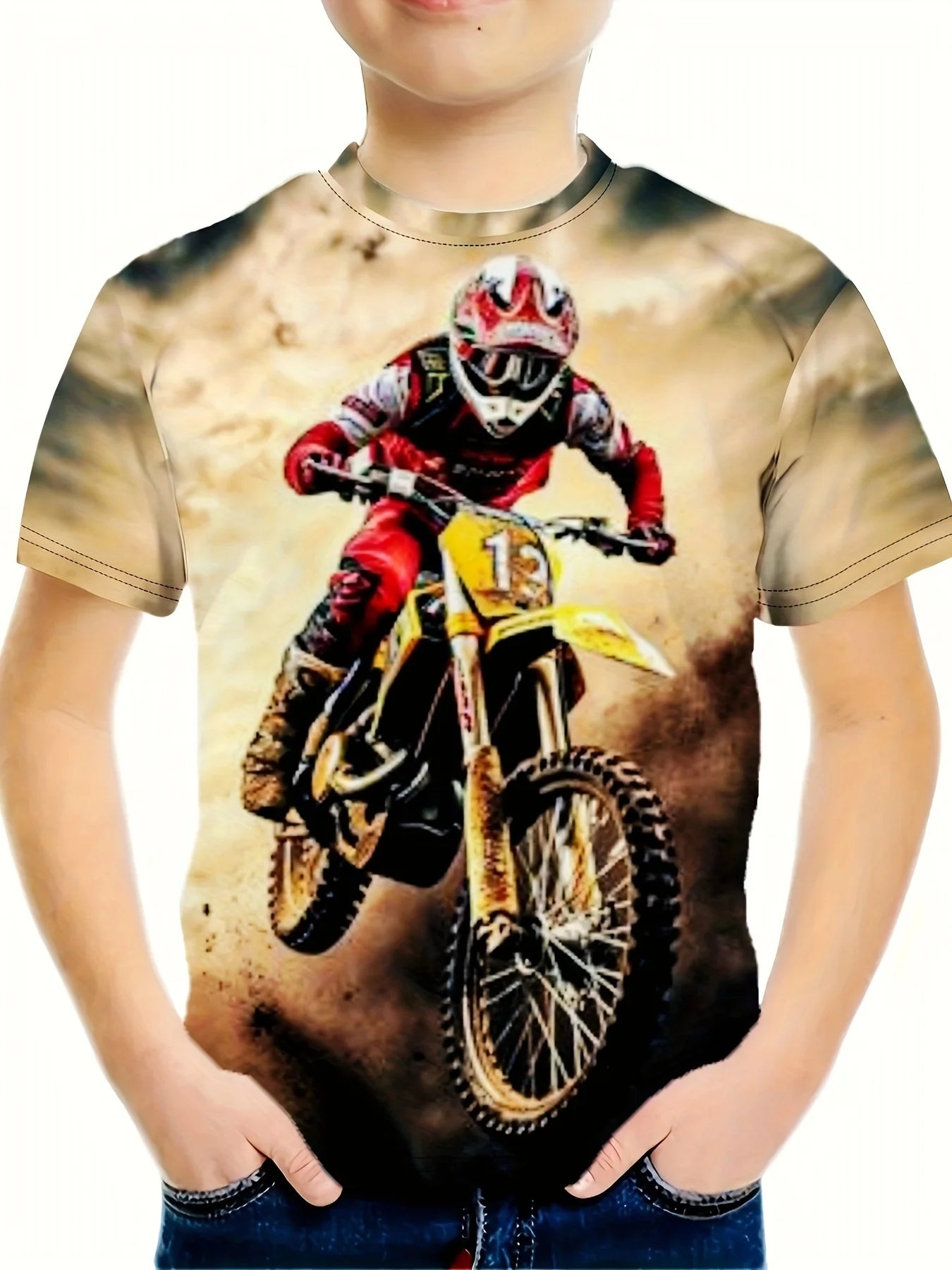 Children Top Boy Clothes Stylish Motorcycle 3D Print Short Sleeve Kids Summer Clothes Fashion Casual Girl Clothes O-Neck T-Shirt