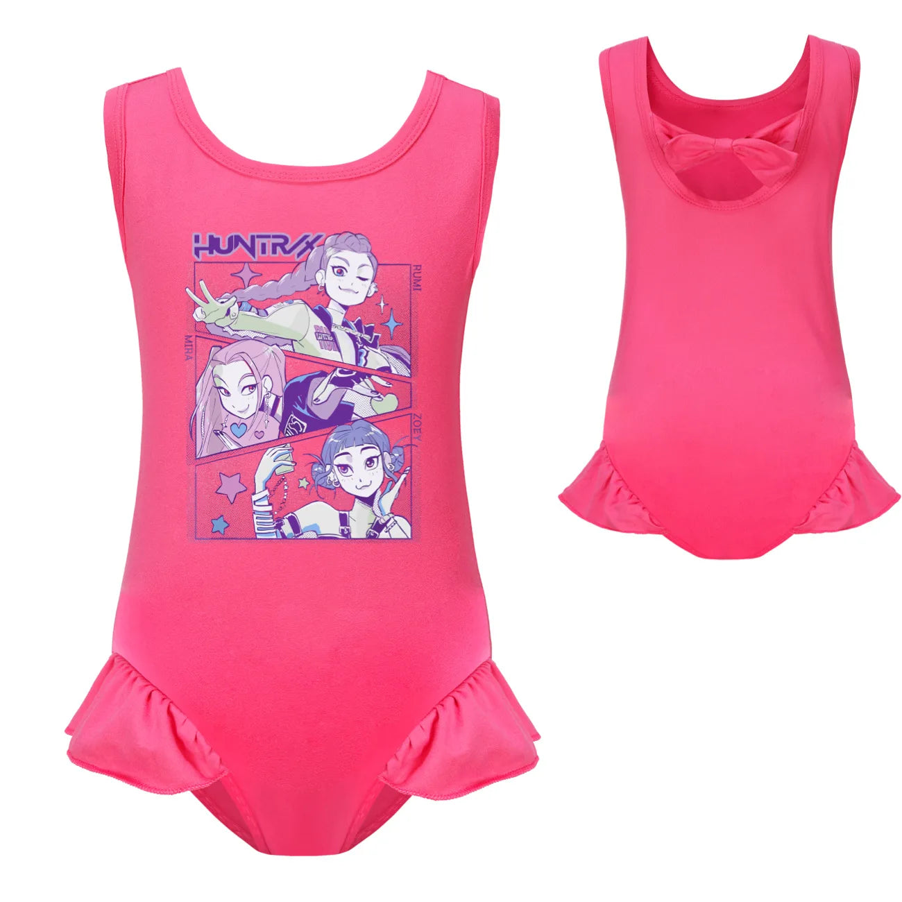 KPop Demon Hunters Huntrix Clothes Kids Swimwear Girls Summer One-Piece Swimsuit Children Sleeveless Swiming Biniki Sets