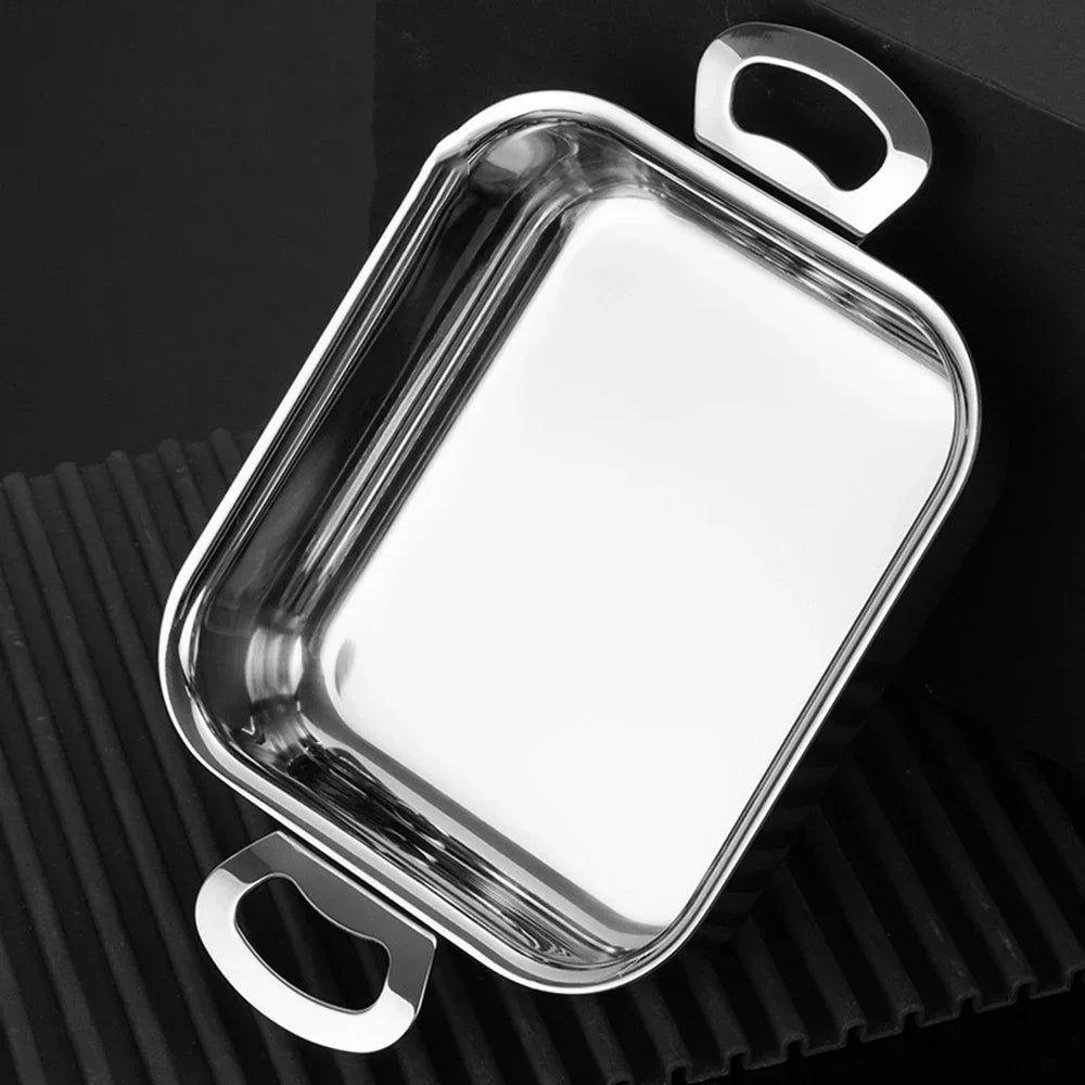 304 Stainless Steel Mini Soup Pot with Lid Double Handle Stock Pots Cookware for Single Person Household Kitchenware