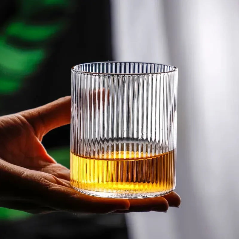 1/2/4/6pcs Vertical Pattern Cup Creative Japanese Glass Wine Juice Drink Coffee Handmade Clear Drinkware Shot Glasses Whiskey